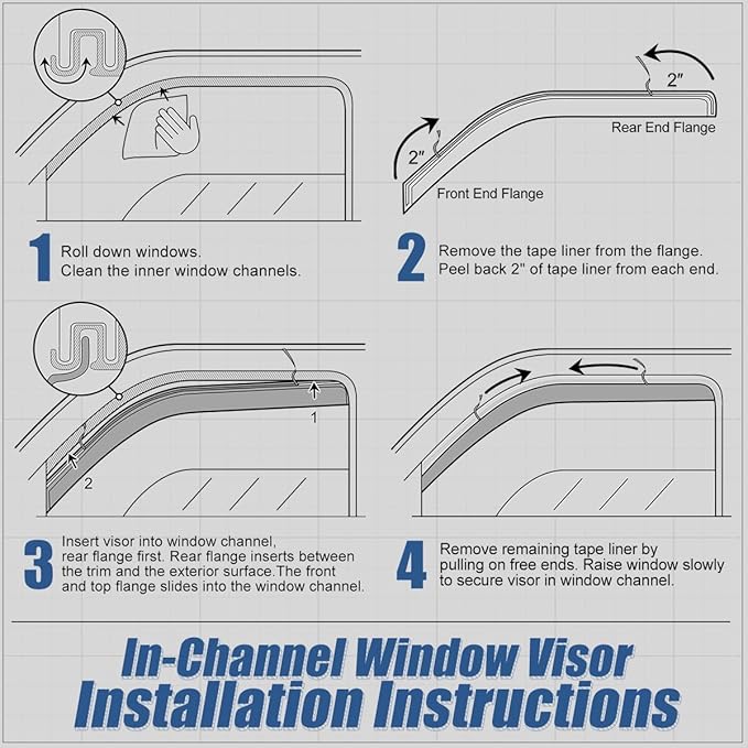 Auto Dynasty 4Pcs Carbon Fiber Pattern Window Visors Compatible - Image 5