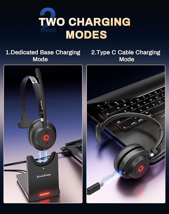 Wireless Headset with Mic for Work, Headset with Microphone for PC, Wireless - Image 8