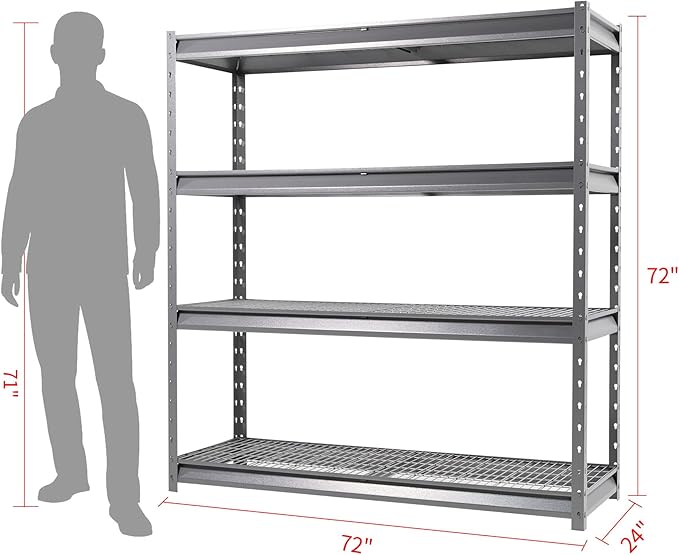 The Atlas 72" W Heavy Duty Garage Shelving Load 8000 Lbs, 4 Tier Metal Storage - Image 2