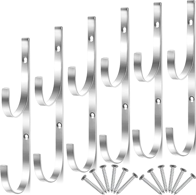 6 Pieces Pool Pole Hook Hanger Swimming Metal Brackets Pool Hook by HOTOP