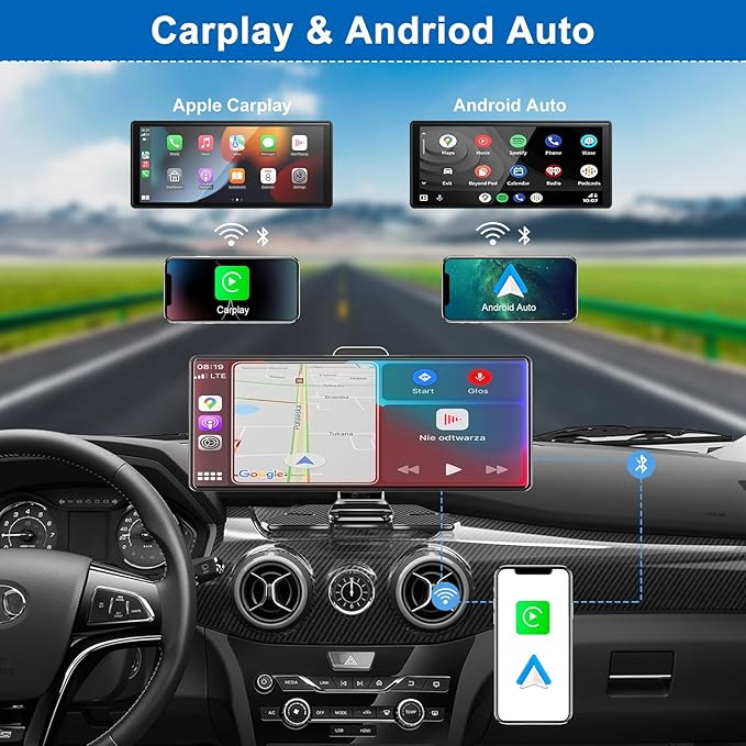 Carplay Screen for Car, 10.26" HD IPS Wireless Portable car Stereo for Apple - Image 3