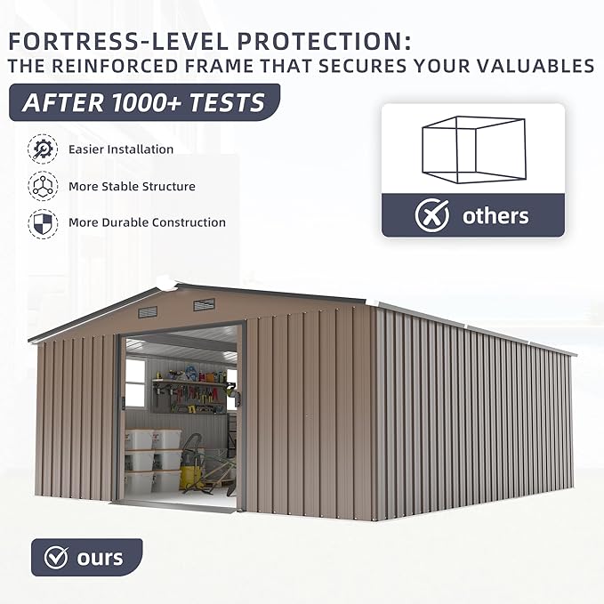 12 x 10 FT Outdoor Storage Shed, Metal Garden Tool Shed - Image 6