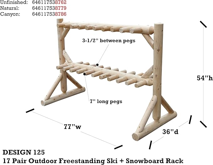 17-Pair Freestanding Skis + Snowboard Log Rack, Standing Shorter Ski Storage - Image 3