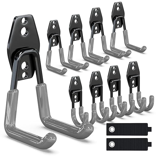 3-H Garage Wall Hooks 10 Pack, Heavy Duty Garage Hooks by 3-H