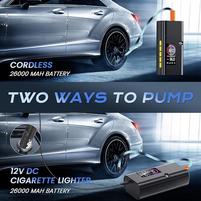 180PSI Tire Inflator Portable Air Compressor, 26000mAh Portable Tire Inflator - Image 6
