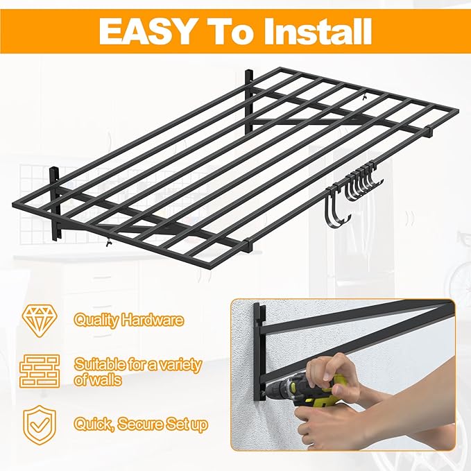 2-Pack 2×4ft Steel Garage Wall Shelving, 500lbs Each Load Capacity, Tool & - Image 6