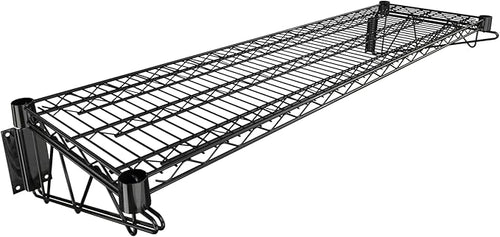 14" x 48" Black Epoxy Wire Wall Mount Shelf by Krollen+Industrial
