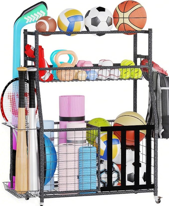 HOMREST Sports Equipment Storage, Ball Storage, Ball Holder, Garage Sports by HOMREST