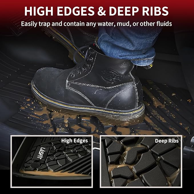 LASFIT Floor Mats for Jeep Compass 2017-2025 All Weather TPE Custom Fit Car - Image 4