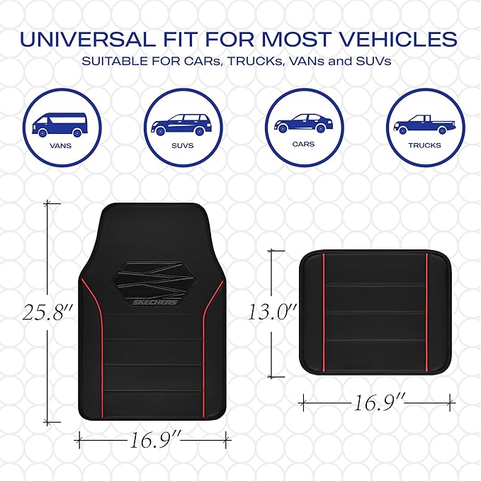 Skechers Memory Foam Car Mats, Leather Piping Floor Mats - Image 6