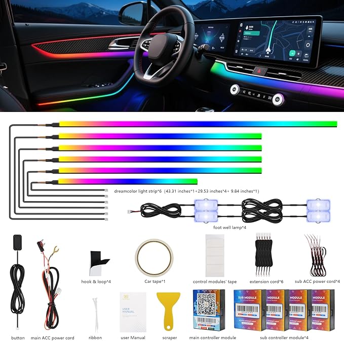 2025 Upgraded Dreamcolor Acrylic Interior Car LED Strip Light - Image 2