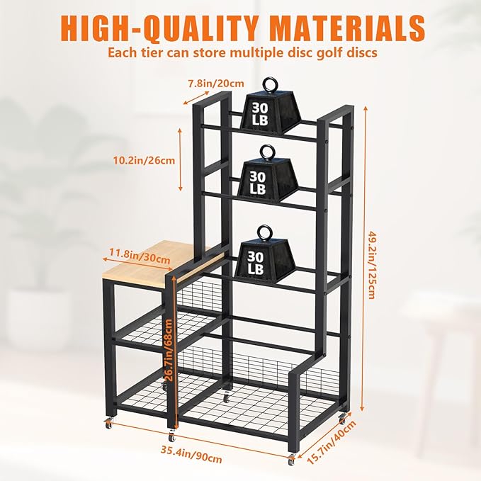 Disc Golf Storage Rack with Wheels – Heavy Duty Metal Disc Golf Rack - Image 2