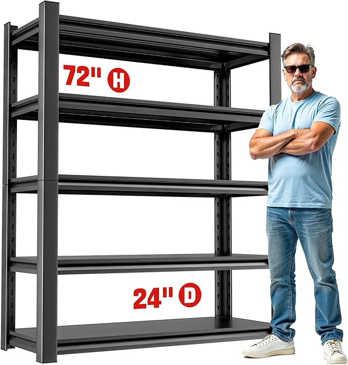 Heavy Duty Shelving – Metal 5 Shelf Storage Unit by OLLRRACT