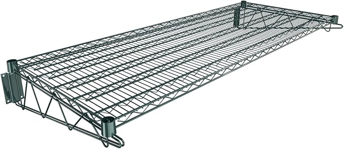 24" x 60" Green Epoxy Wire Wall Mount Shelf by Krollen+Industrial