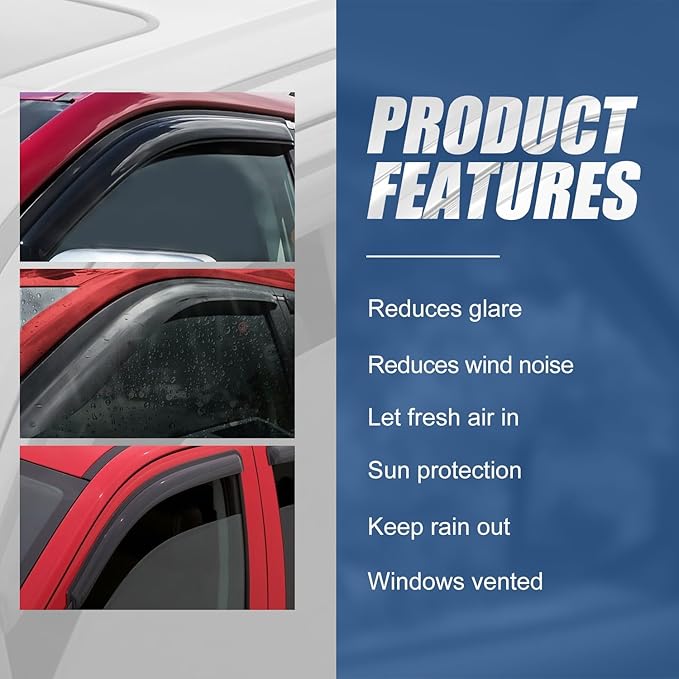 Auto Dynasty 4Pcs Carbon Fiber Pattern Window Visors Compatible - Image 4