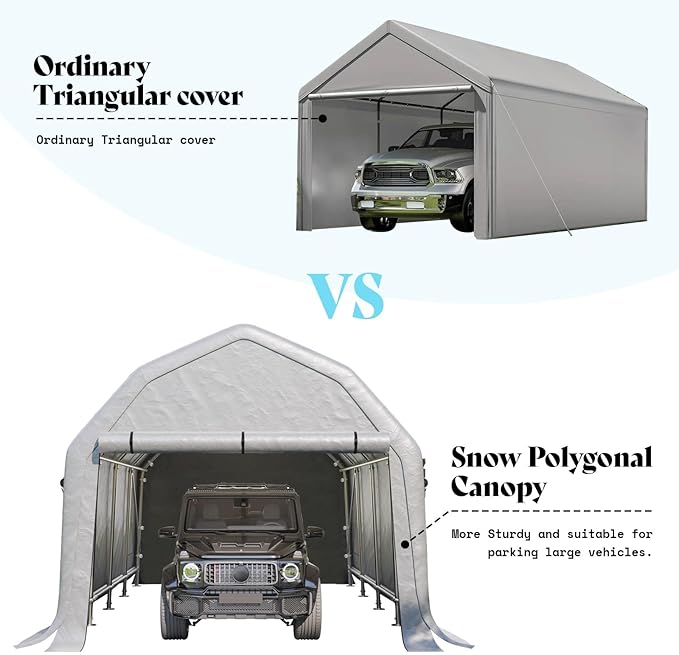AMERLIFE 12x24 FT Heavy Duty Carport Garage Canopy, All-Weather Steel Frame - Image 3