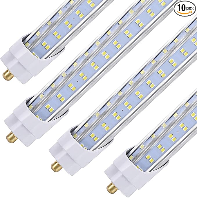 10 Pack, 8 Foot LED Bulbs, 150W 19000lm 5000K Daylight, Super Bright, T8 T10 by DOUYIDOUBEST-LEDLIGHTING