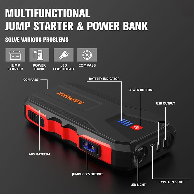 ASPERX 3000A Jump Starter for Car Battery, 12V Portable Jump Box - Image 5