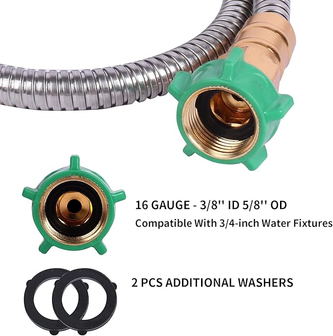 Metal Short Garden Hose 6 ft, 8 ft, 12 ft Flexible Stainless Steel Garden Hose - Image 3