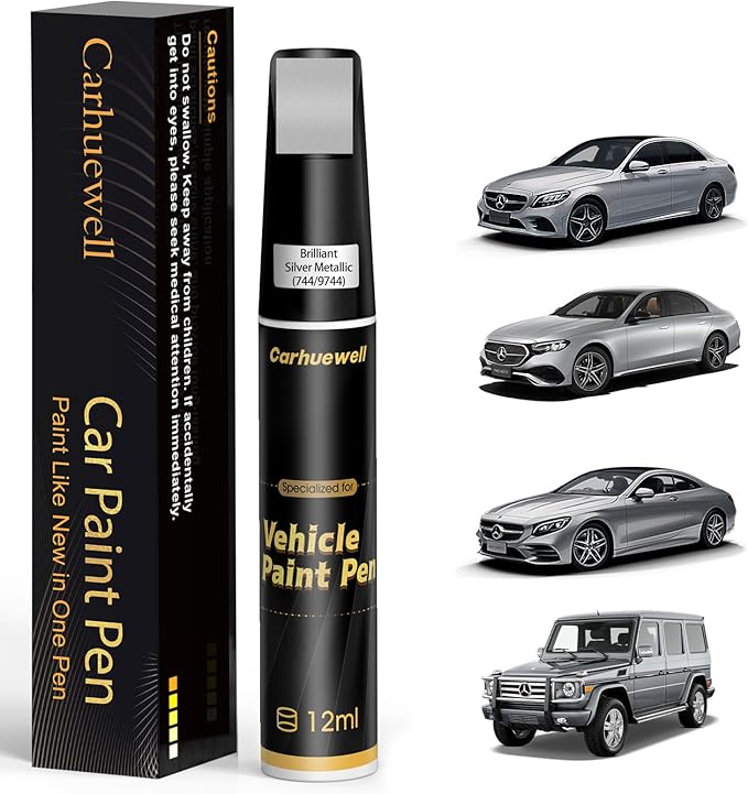 Brilliant Silver Metallic Touch Up Paint Compatible by Carhuewell