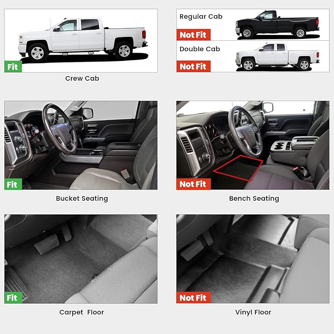 LASFIT Floor Mats 2014-2018 for Chevrolet Chevy Silverado/GMC Sierra 1500 Only - Image 2