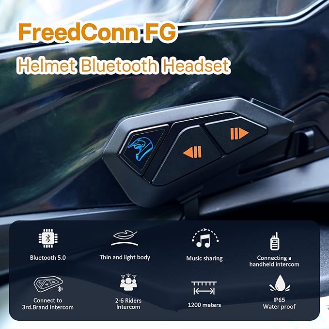 FreedConn FG Motorcycle Helmet Bluetooth Headset, Motorcycle Communication - Image 2