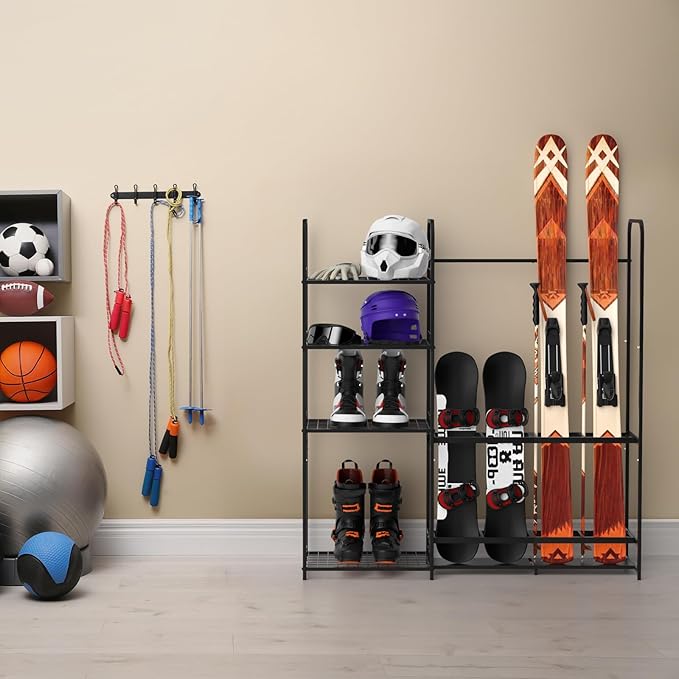 Ski Rack for Garage Freestanding Ski Storage Rack Metal Ski Holders - Image 8