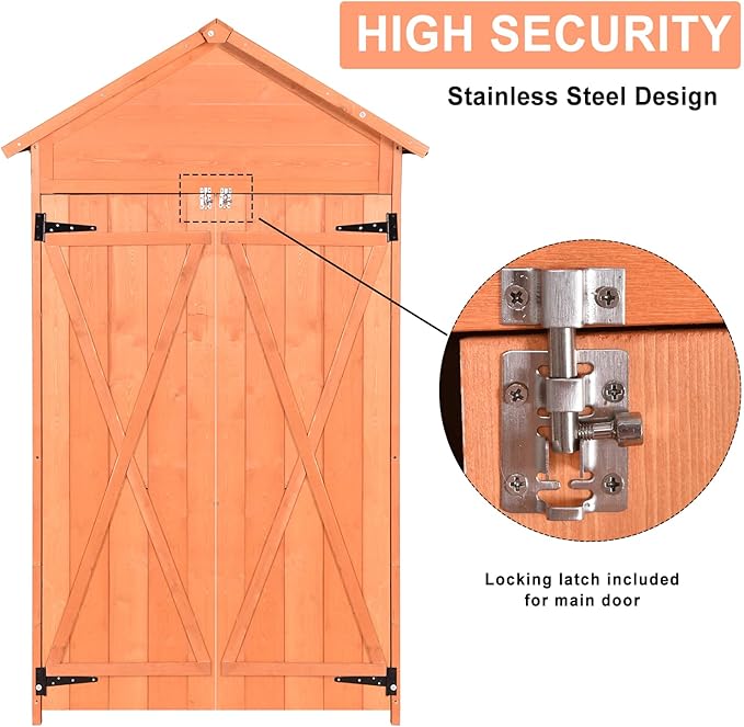 Wooden Tool Shed Large Outdoor Storage Cabinet & Garden Storage Shed - Image 5