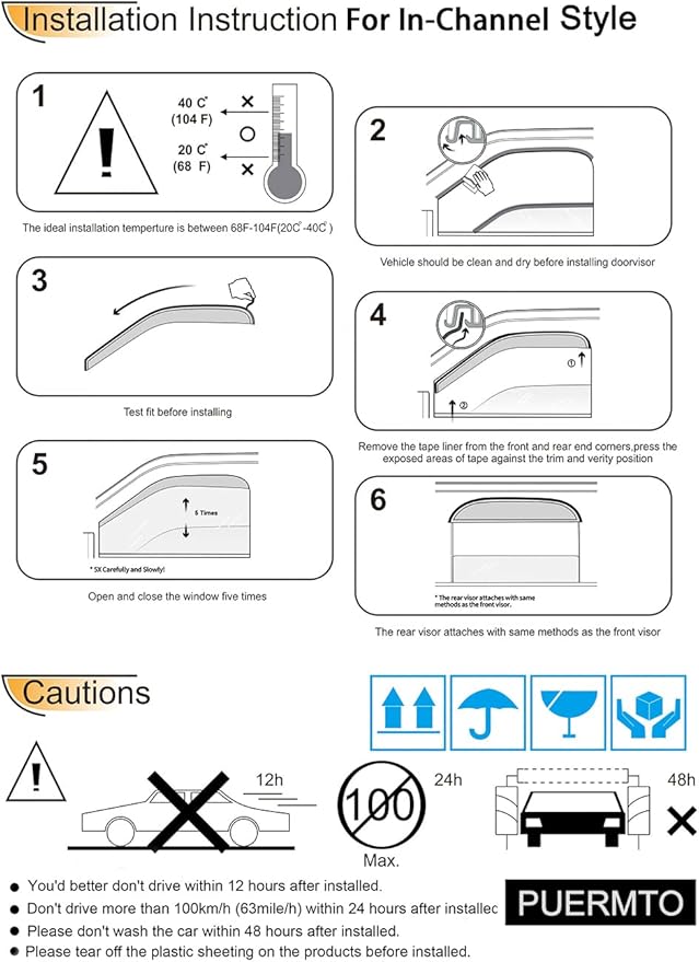 Side Window Visor Vent Wind Deflector fit - Image 6