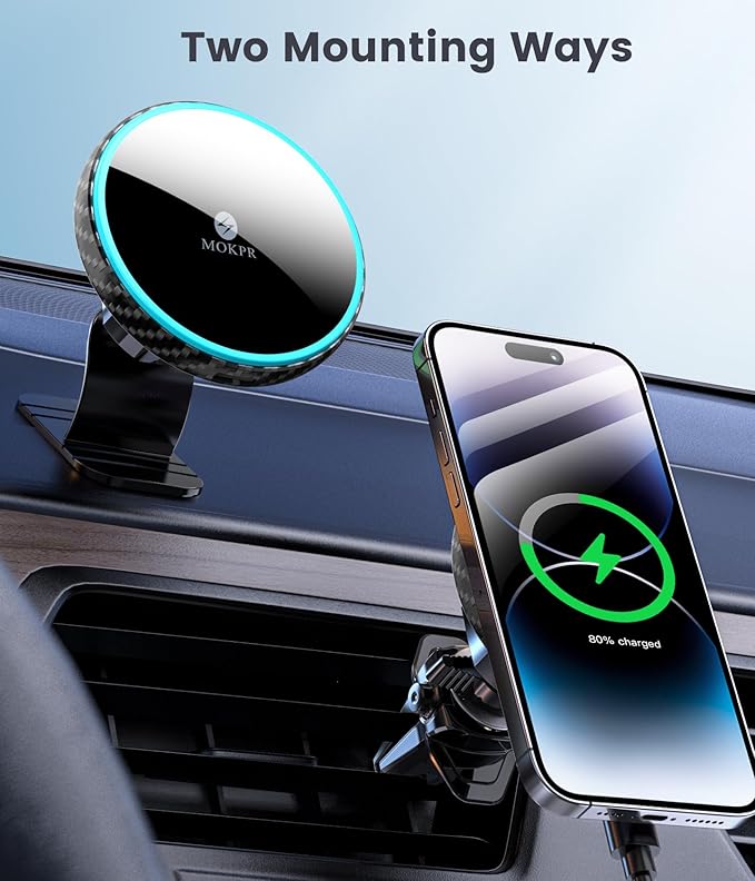MOKPR for Magsafe Car Mount Charger-15W Wireless Car Charger-Magnetic Car Phone - Image 2