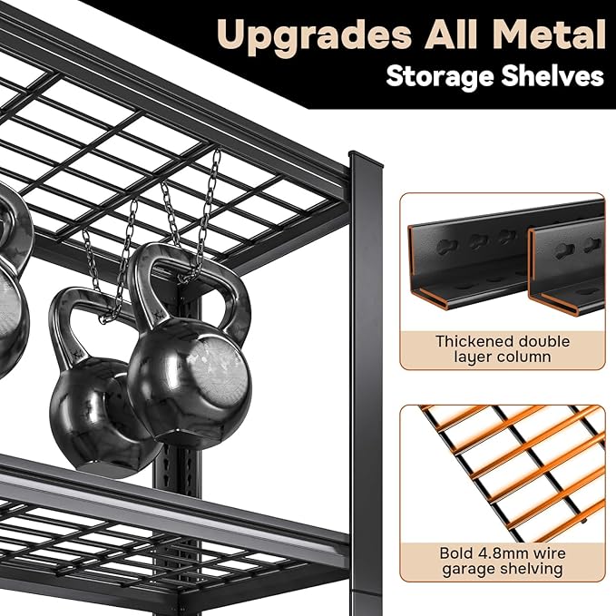 3000LBS Wire Shelving Unit, 5 Tier Adjustable Metal Storage Shelves - Image 3