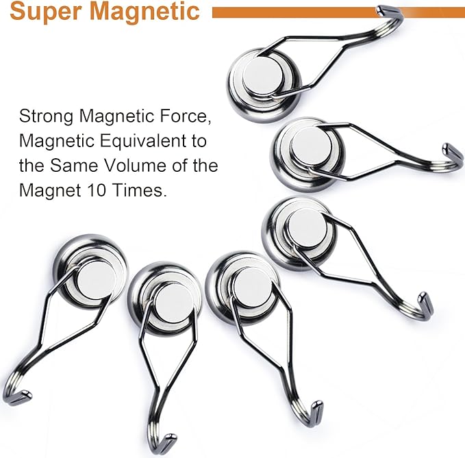 DIYMAG Swivel Swing Magnetic Hooks, Strong Heavy Duty Neodymium Magnet Hooks - Image 2