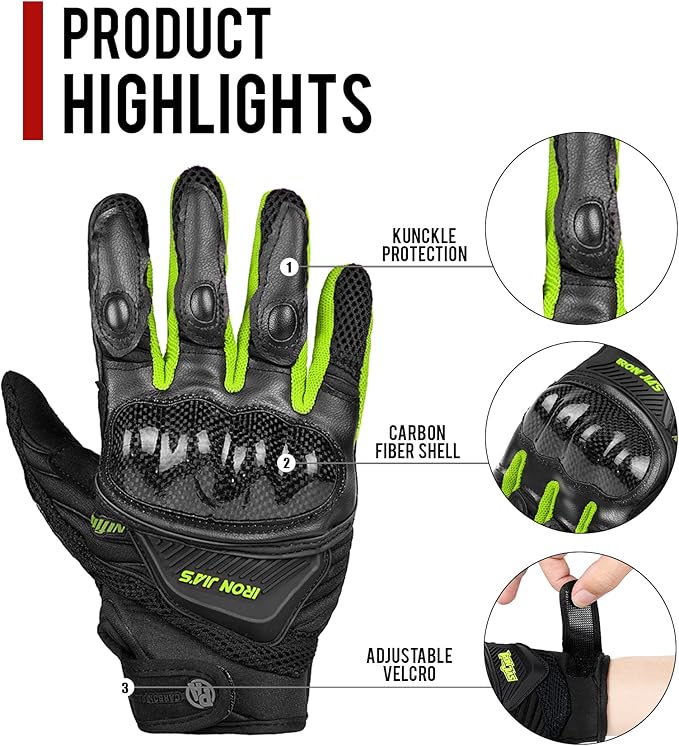 Motorcycle Gloves Touch Screen for Men Women Padding Hard Knuckle Cycling - Image 5