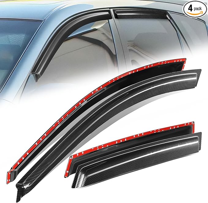Auto Dynasty 4Pcs Carbon Fiber Pattern Window Visors Compatible by AutoDynasty