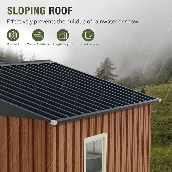 8x6 Ft Storage Shed, Large Outdoor Shed - Image 6