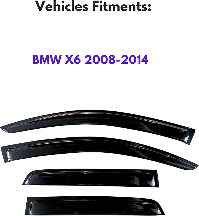 KPY Window Visor Rain Guard for 2008-2014 BMW X6, Side Window Vent Deflectors - Image 2