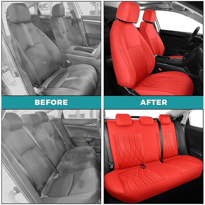 Seat Covers for Honda Civic Sedan 4DR Sedan LX 2022 2023 2024 2025.Faux Leather - Image 5