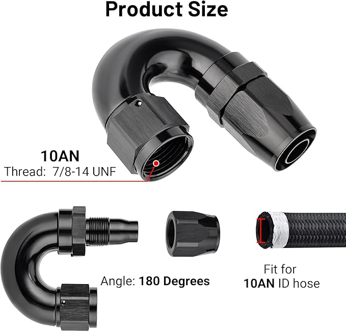 EVIL ENERGY 10AN 180 Degree One Piece Full Flow Hose End Fitting Swivel - Image 2