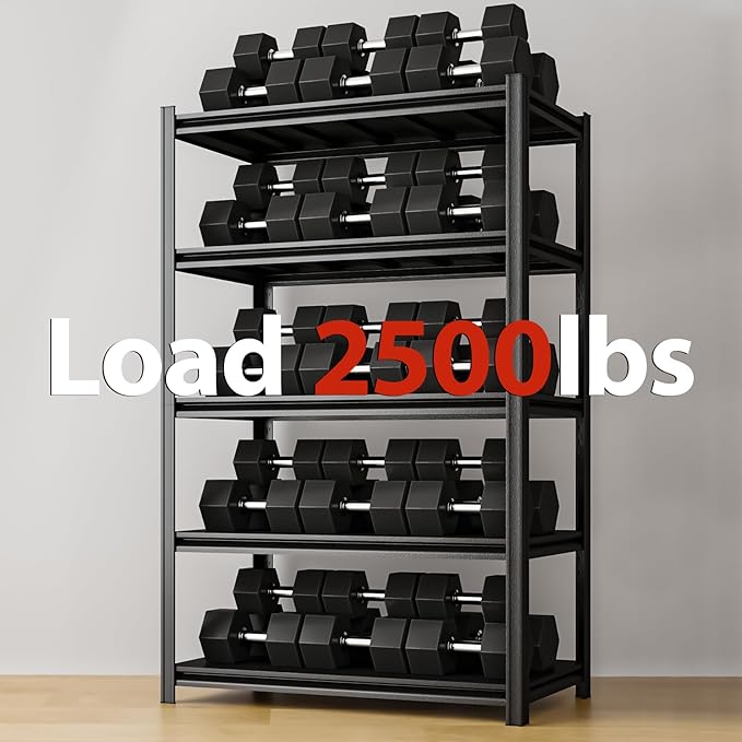 72" H Metal Garage Storage Shelves, 5 Tier Adjustable Shelving Unit - Image 4