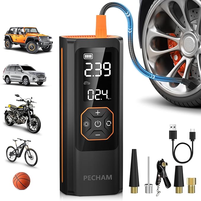 PECHAM Tire Inflator Portable Air Compressor, USB 5V 20000mAh Battery 160PSI by PECHAM