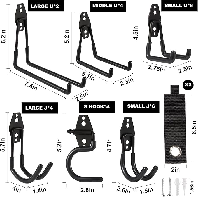Garage Hook Heavy Duty Wall Storage Hangers, 28 Pack Garage Storage Hooks Steel - Image 2