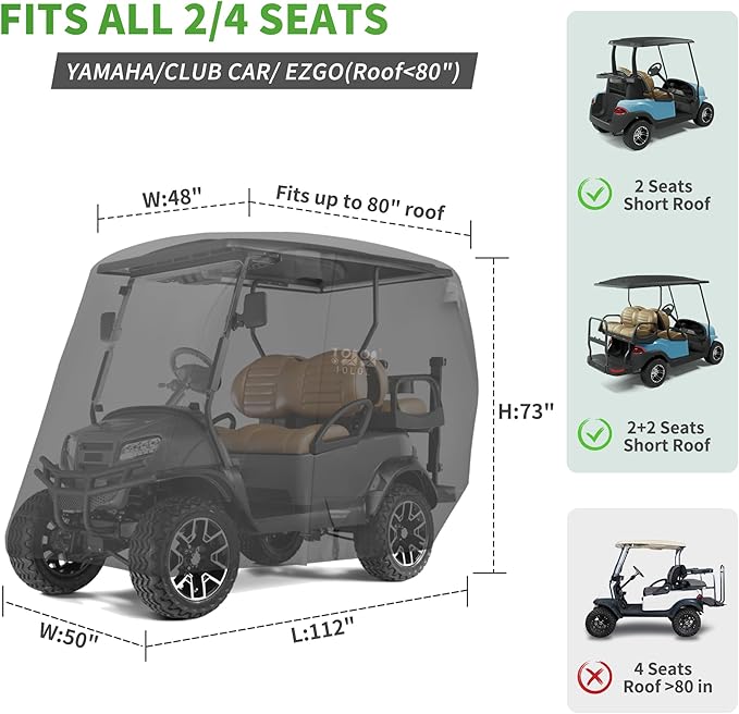 10L0L Heavy Duty Golf Cart Cover - Image 6