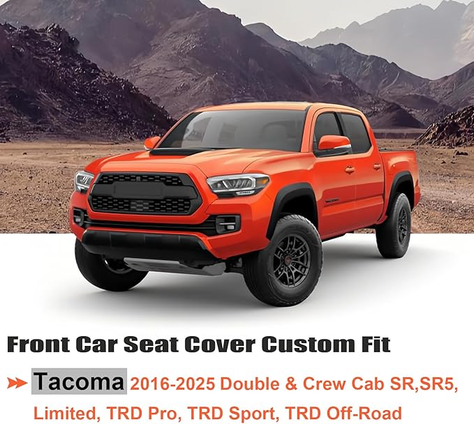GIANT PANDA 2-Pack Front Mesh Car Seat Covers Custom Fit Toyota Tacoma 2016 - Image 2