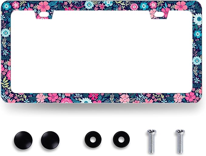 Colorful Flowers License Plate Frame Beautiful Floral Flower License Plate by RNKATIH