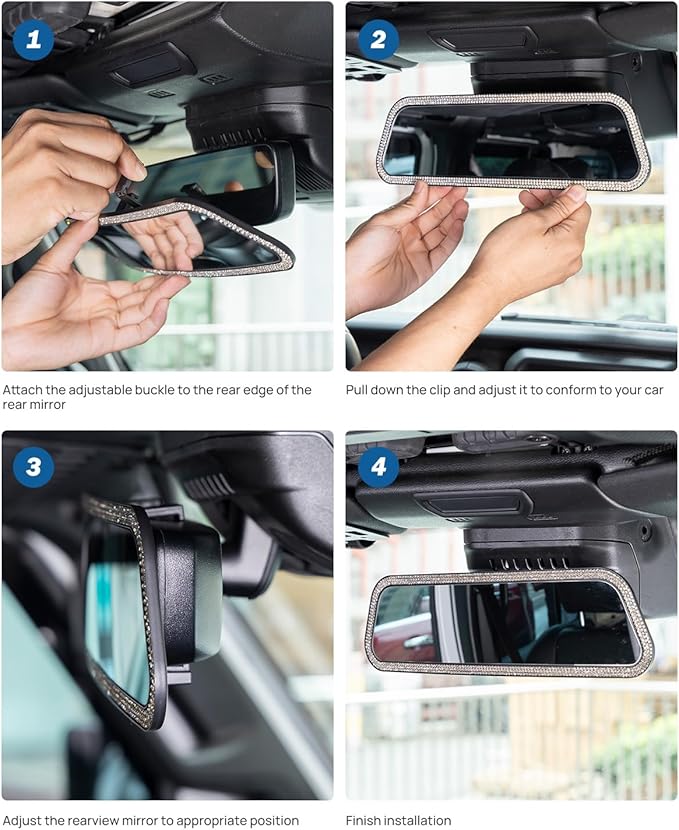 JOYTUTUS Rearvie Mirror, 12 Inch Panoramic Interior Clip-on Wide Angle Convex - Image 4