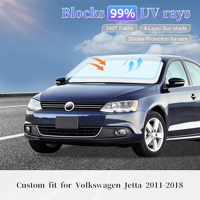 Sun Shade Sunshade for VW Jetta Windshield Cover, 4-Layer Front Window Shade - Image 2