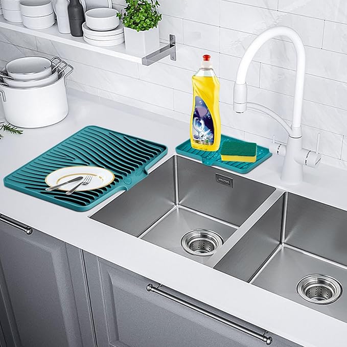 Silicone Dish Drying Mat for Kitchen Counter, Dish Drying Pad, Non-Slip Drain - Image 6