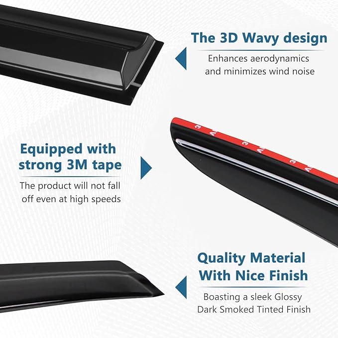 4PCS Rain Guards Window Visors Wind Deflector Fits - Image 7