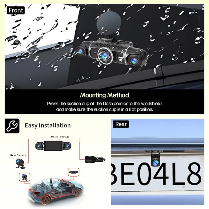 360° Dash Cam Front and Rear View 4 Channel Dash Camera FHD 2K+1080Px3 - Image 7