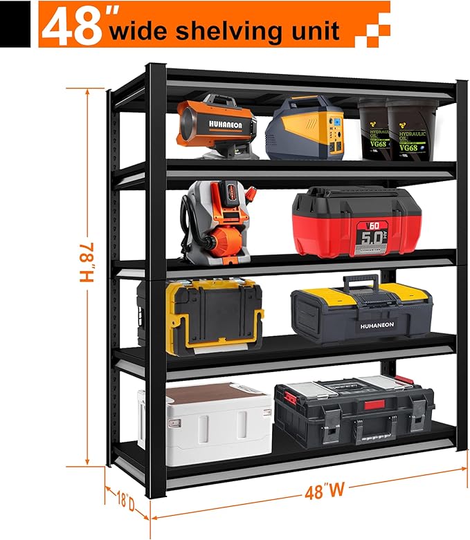 Garage Storage Shelves Heavy Duty, 48”W Shelving Units and Storage Rack - Image 2